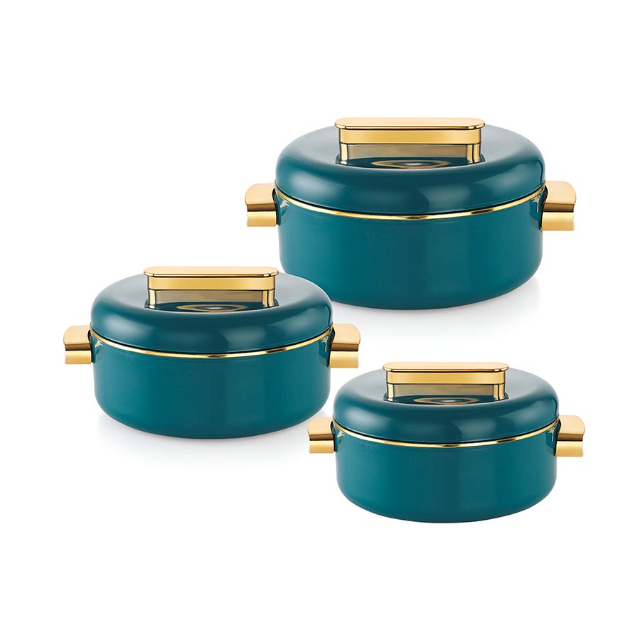 Conjunto Sheraton, três tamanhos, petróleo e dourado