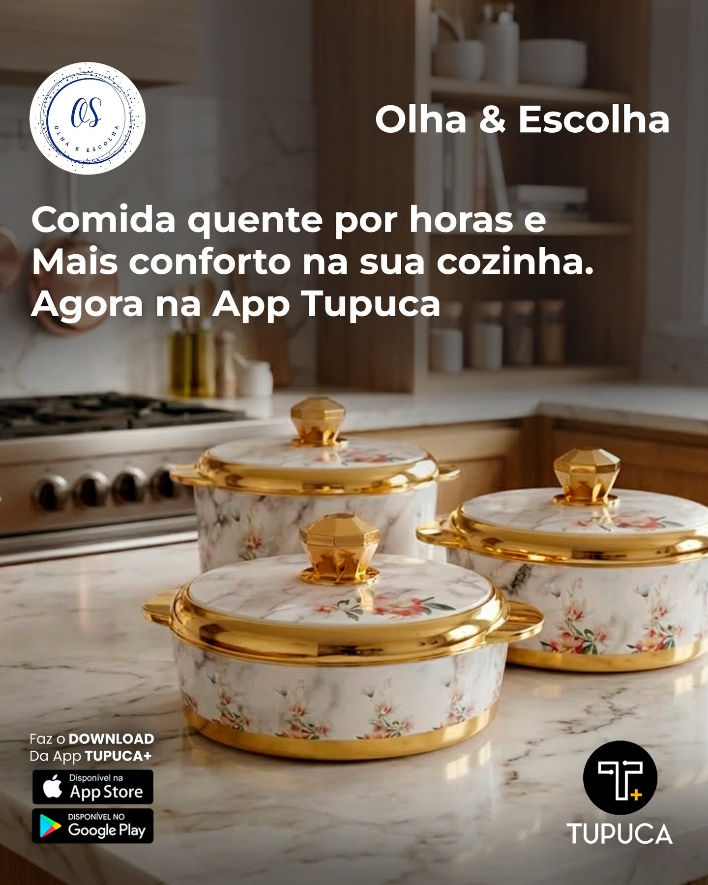 Conjunto Stallion floral, três tamanhos, um aberto com comida